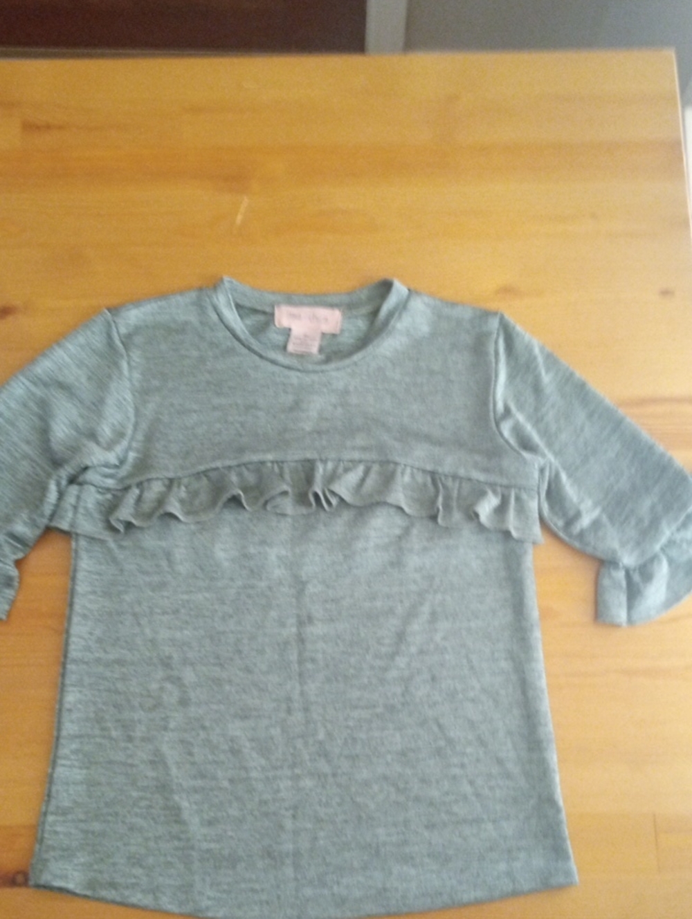 Mia Chica Heather Gray Ruffle Front Long Sleeve Top